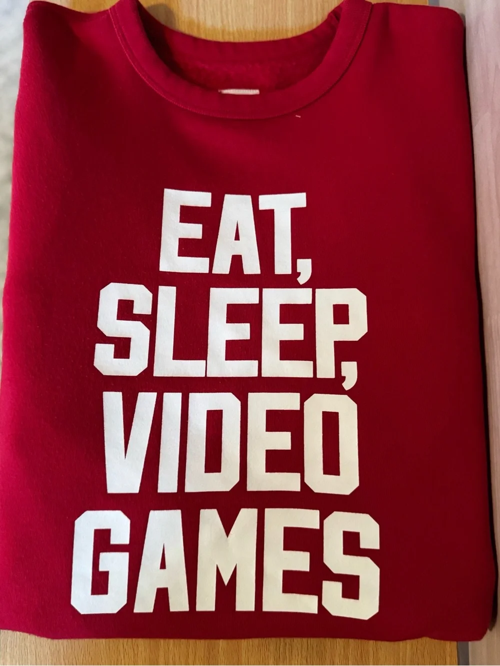 GAP Red Graphic 'Eat, Sleep, Video' Sweatshirt
